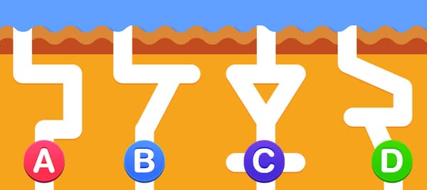 同時に水を注いだら、水が最初に床に届くのはどれでしょうか？