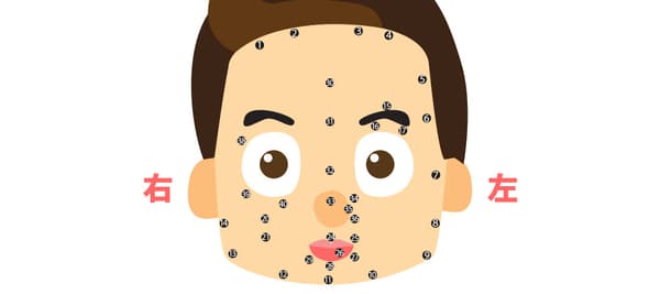 あなたの顔にあるほくろはどの番号に当てはまりますか？