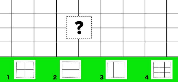 下の点線の四角と同じ模様はどれでしょう？