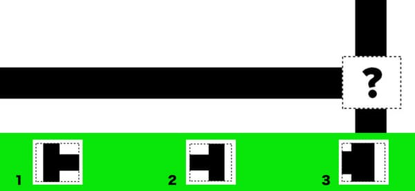 下の点線の四角と同じ模様はどれでしょう？